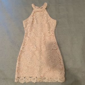 Lulus Love Poem Blush Pink Lace Dress